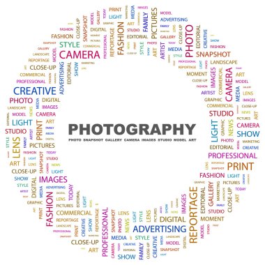 PHOTOGRAPHY. Word collage on white background clipart