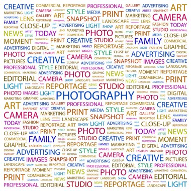 PHOTOGRAPHY. Word collage on white background clipart