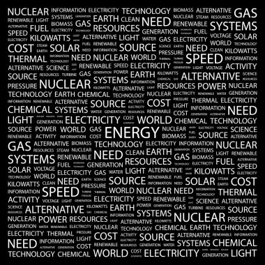 ENERGY. Word collage on black background clipart