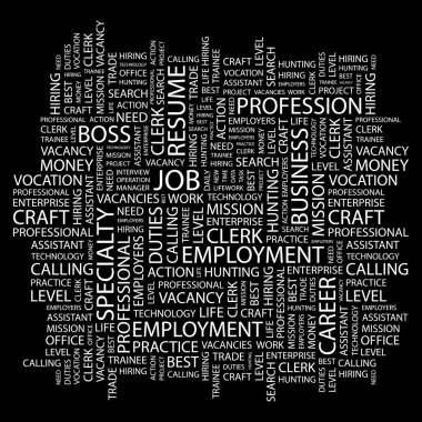 JOB. Word collage on black background clipart