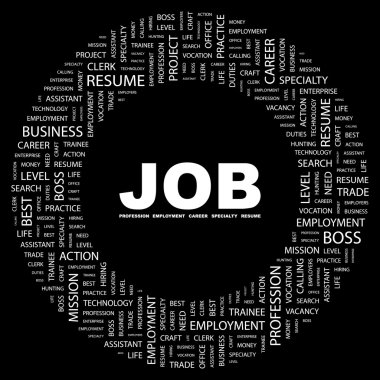 JOB. Word collage on black background clipart