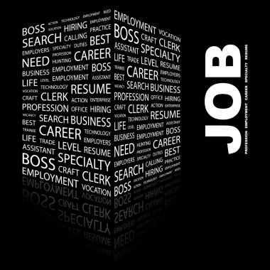 JOB. Word collage on black background clipart