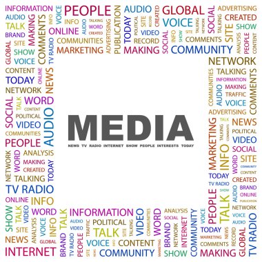 MEDIA. Word collage on white background clipart