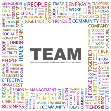 TEAM. Word collage on white background clipart