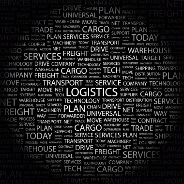 LOGISTICS. Word collage on black background clipart