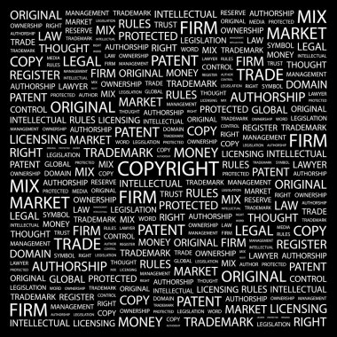 COPYRIGHT. Word collage on black background clipart