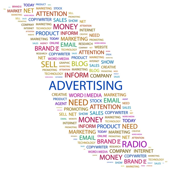 Reklama. slovo koláž na bílém pozadí — Stockový vektor