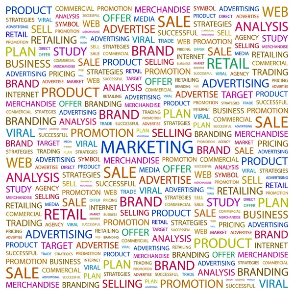 Marketing. woord collage op witte achtergrond — Stockvector