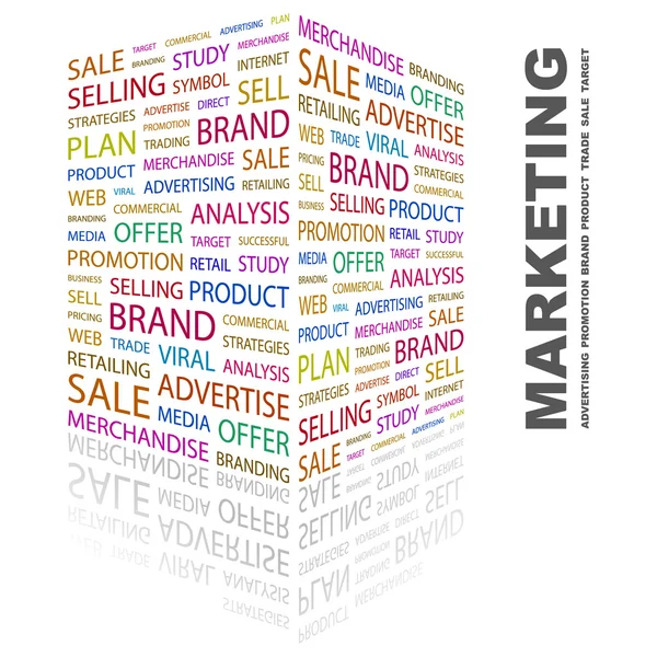 MARKETING. Word collage on white background — Stock Vector