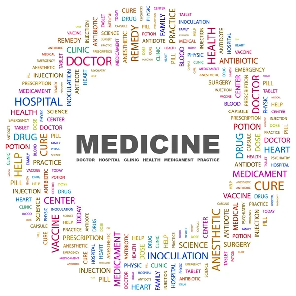 Medizin. Wortcollage auf weißem Hintergrund — Stockvektor