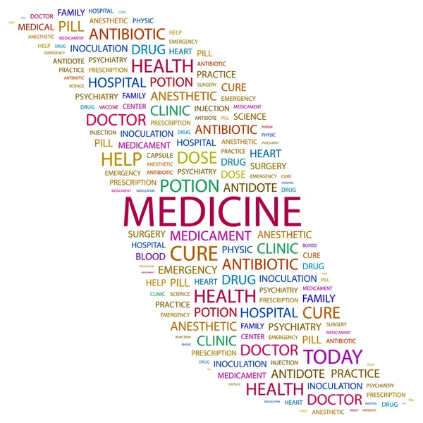 Medicin. ordet collage på vit bakgrund — Stock vektor