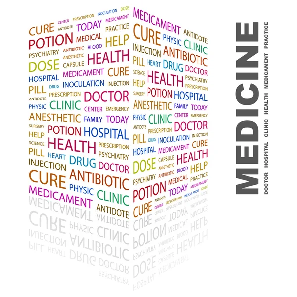 Medizin. Wortcollage auf weißem Hintergrund — Stockvektor