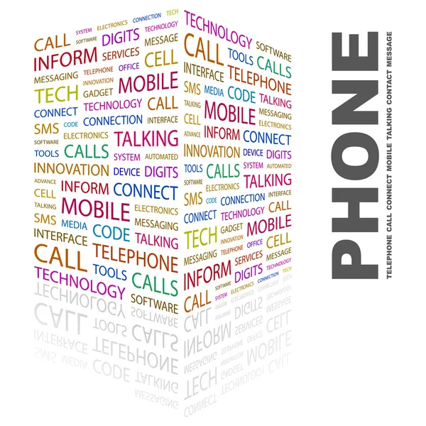 PHONE. Word collage on white background — Stock Vector