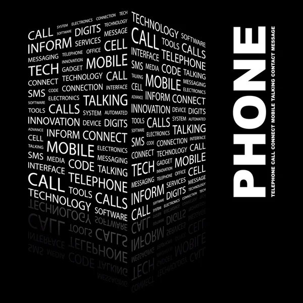 stock vector PHONE. Word collage on black background