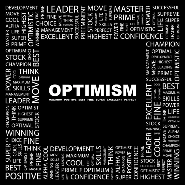 Optimizmus. Word kollázs — Stock Vector