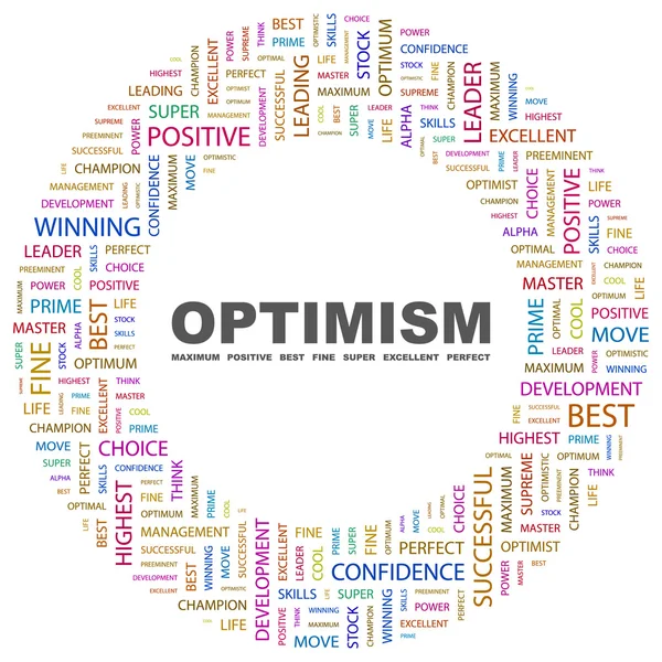 Optimismus. slovo koláž na bílém pozadí — Stockový vektor