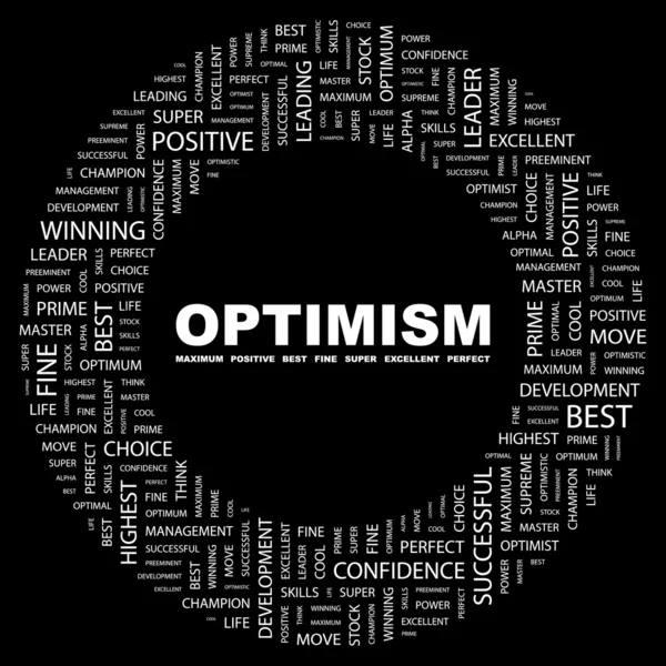 OPTIMISM. Word collage — Stock Vector