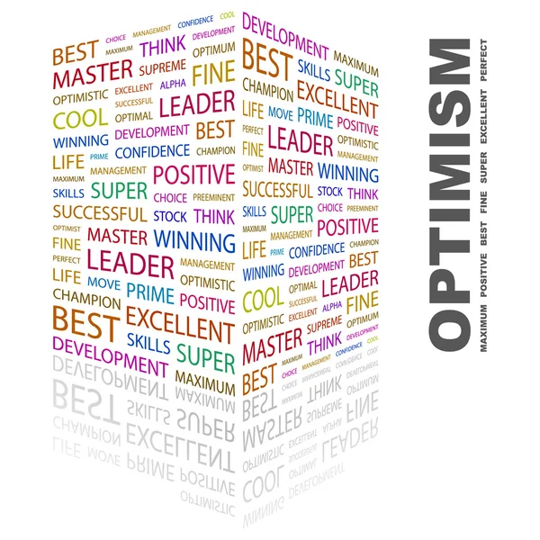 Optimism. ordet collage på vit bakgrund — Stock vektor