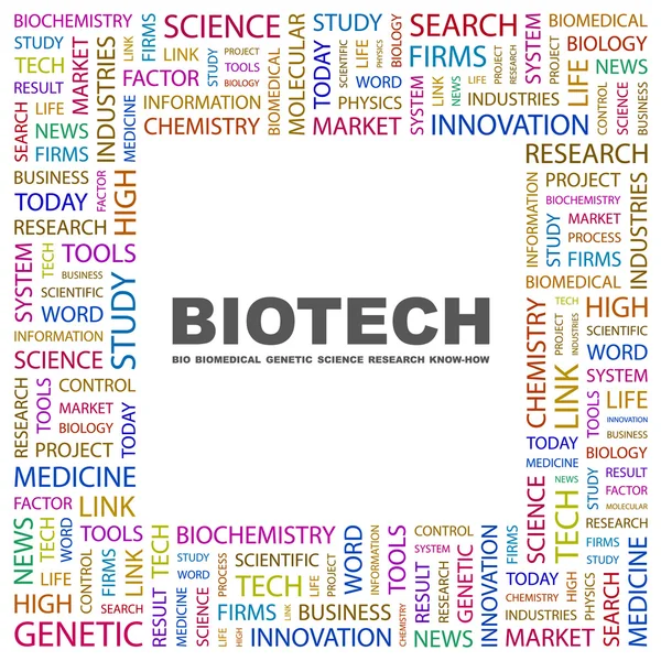 Biotechnologii. słowo kolaż na białym tle — Wektor stockowy