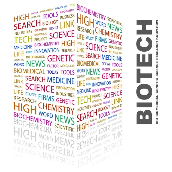 Biotechnologii. słowo kolaż na białym tle — Wektor stockowy
