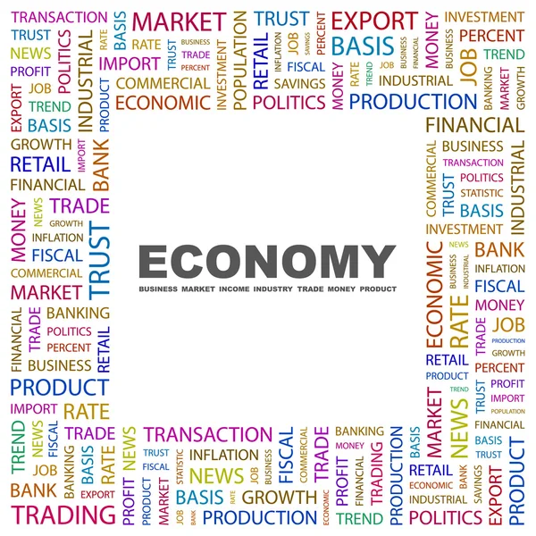 Gospodarki. słowo kolaż na białym tle — Wektor stockowy