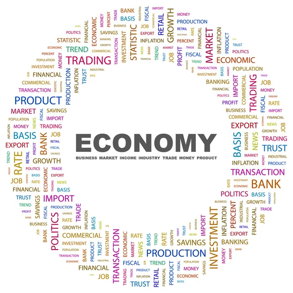 Ekonomika. slovo koláž na bílém pozadí — Stockový vektor