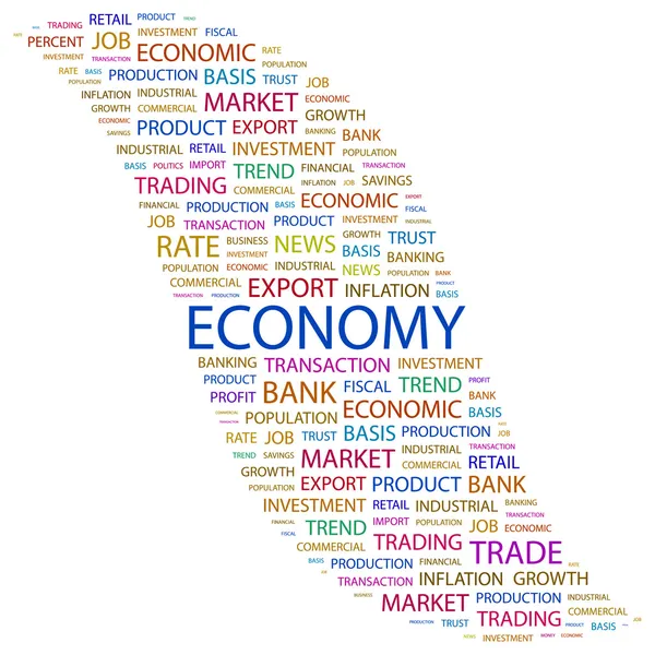 ECONOMIA. Colagem de palavras no fundo branco — Vetor de Stock