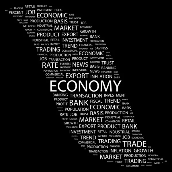 Economie. woord collage op zwarte achtergrond — Stockvector