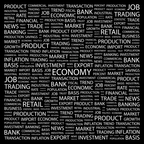 ECONOMY. Word collage on black background — Stock Vector