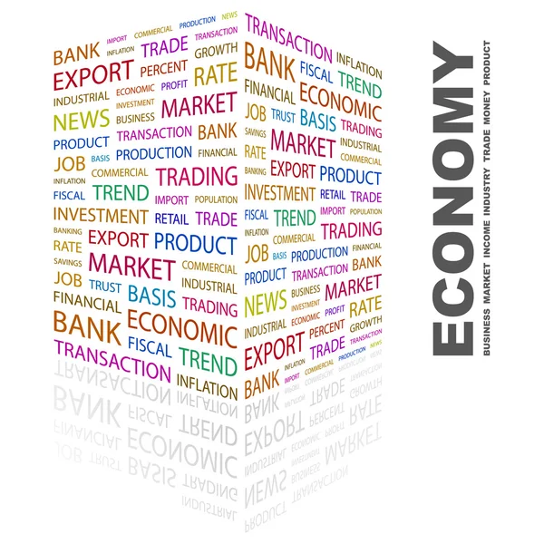 经济。在白色背景上的字拼贴画 — 图库矢量图片