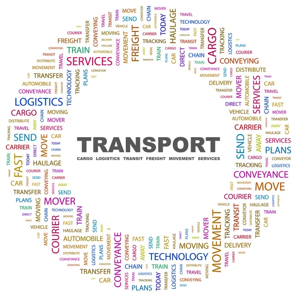 Transportu. słowo kolaż na białym tle — Wektor stockowy