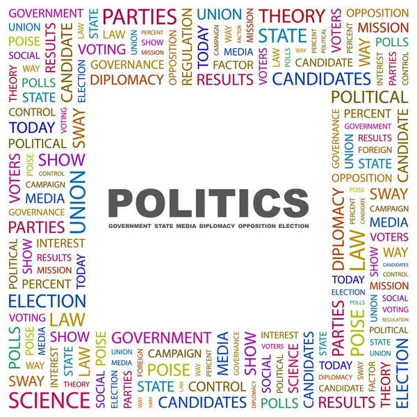 Politik. ordet collage på vit bakgrund — Stock vektor
