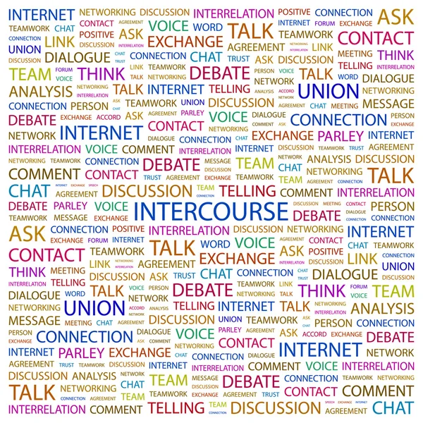 INTERCORSO. Collage di parole su sfondo bianco — Vettoriale Stock