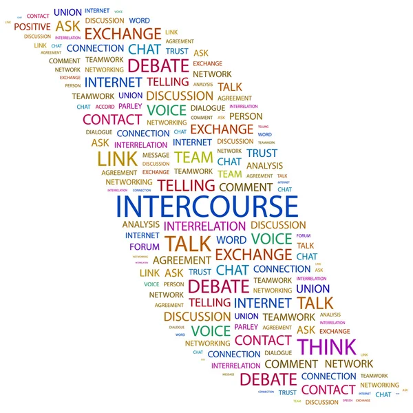 INTERCOURSE. Word collage on white background — Stock Vector