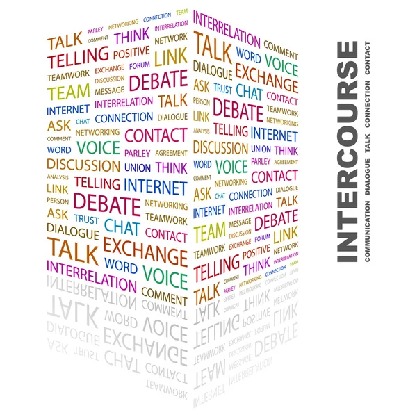 INTERCOURSE. Word collage on white background — Stock Vector