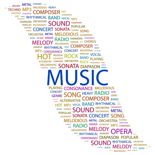 MUSIC. Word collage on white background — Stock Vector