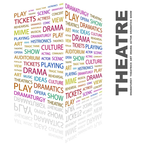 Θέατρο. λέξη κολάζ σε άσπρο φόντο — Διανυσματικό Αρχείο