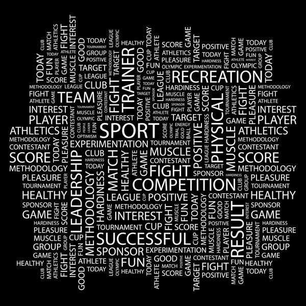 SPORT. Word collage on black background — Stock Vector