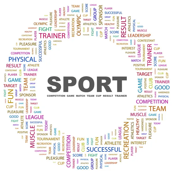 Sport. slovo koláž na bílém pozadí — Stockový vektor