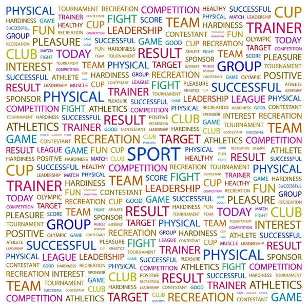 Le sport. Collage de mots sur fond blanc — Image vectorielle