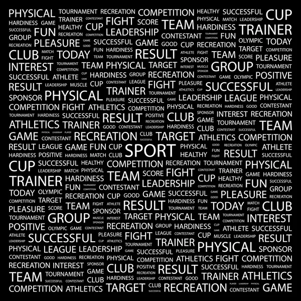 SPORT. Word collage on black background — Stock Vector