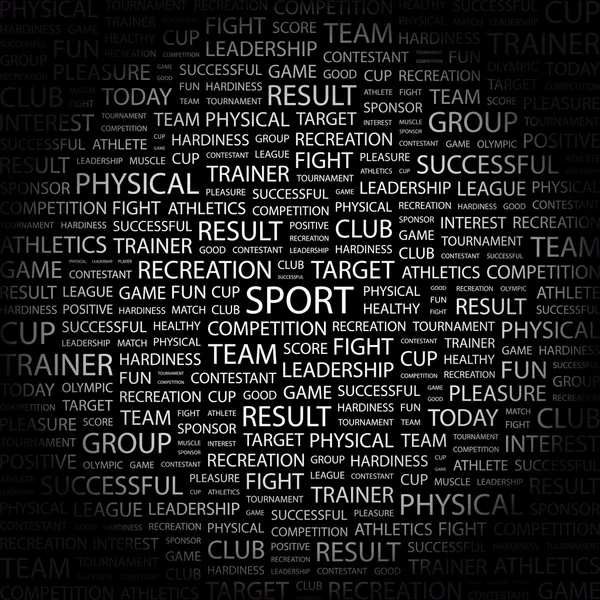 Sport. ordet collage på svart bakgrund — Stock vektor