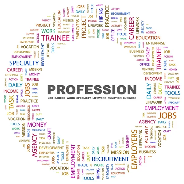 PROFESSION. Word collage on white background — Stock Vector