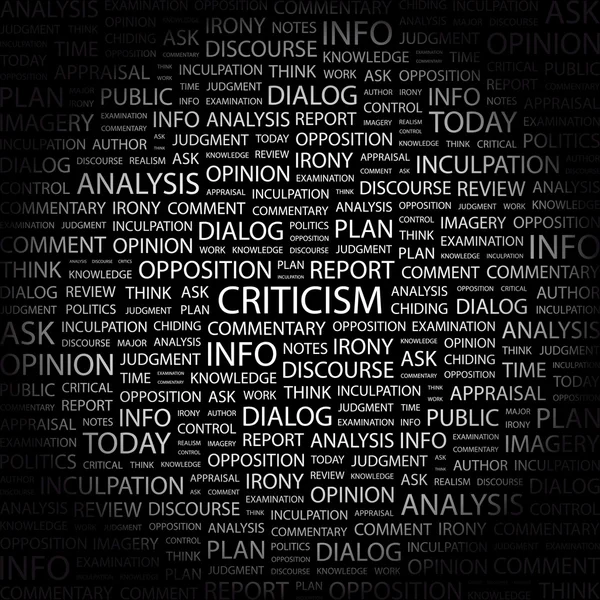 CRITICISM. Word collage on black background — Stock Vector