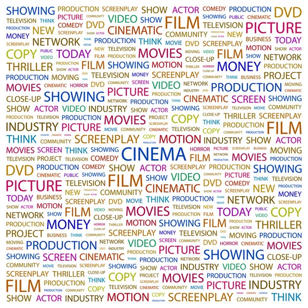 Κινηματογράφος. λέξη κολάζ σε άσπρο φόντο — Διανυσματικό Αρχείο