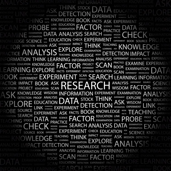 RESEARCH. Word collage on black background — Stock Vector
