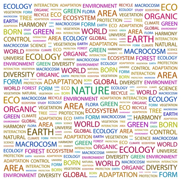 La nature. Collage de mots sur fond blanc — Image vectorielle