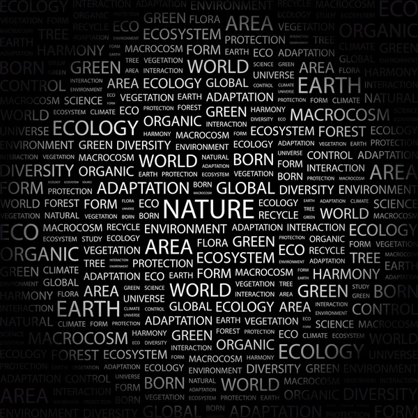 NATURE. Word collage on black background — Stock Vector