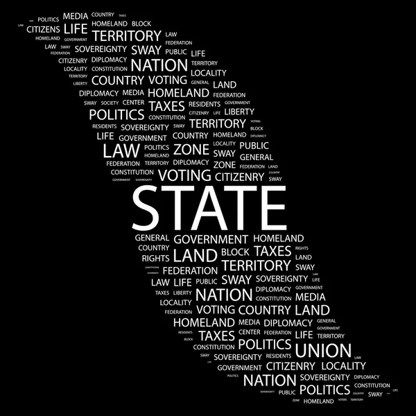 STATE. Word collage on black background — Stock Vector