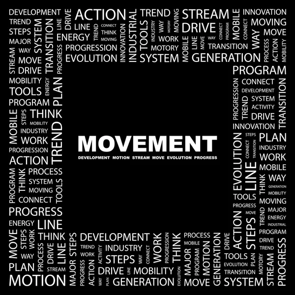 Κίνημα. λέξη κολάζ — Διανυσματικό Αρχείο